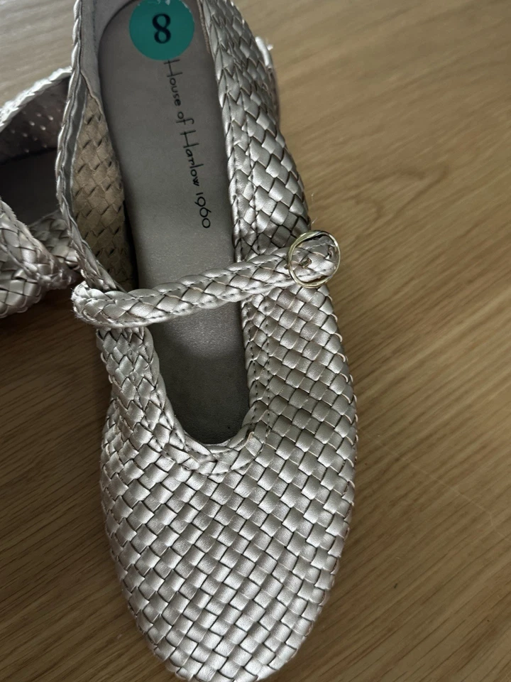 Pisos de ballet tejidos House of Harlow 1960 bistró talla 8 oro apagado Foto 3 de 4