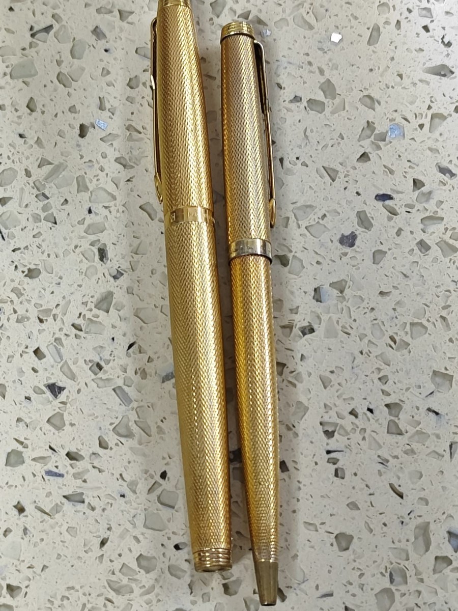 PARKER 75 MADE IN U.S.A 14K　万年筆 Vintage Parker 75 SET fountain 14k And Ballpoint Pen Set Gold Made