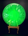 Vintage Hocking Cameo Ballerina Green Uranium Depression Glass 10" Plate Glows