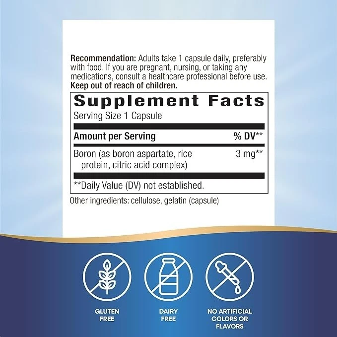 Complejo de boro Nature's Way, apoya la salud ósea suplemento dietético 100 cápsulas Foto 4 de 4