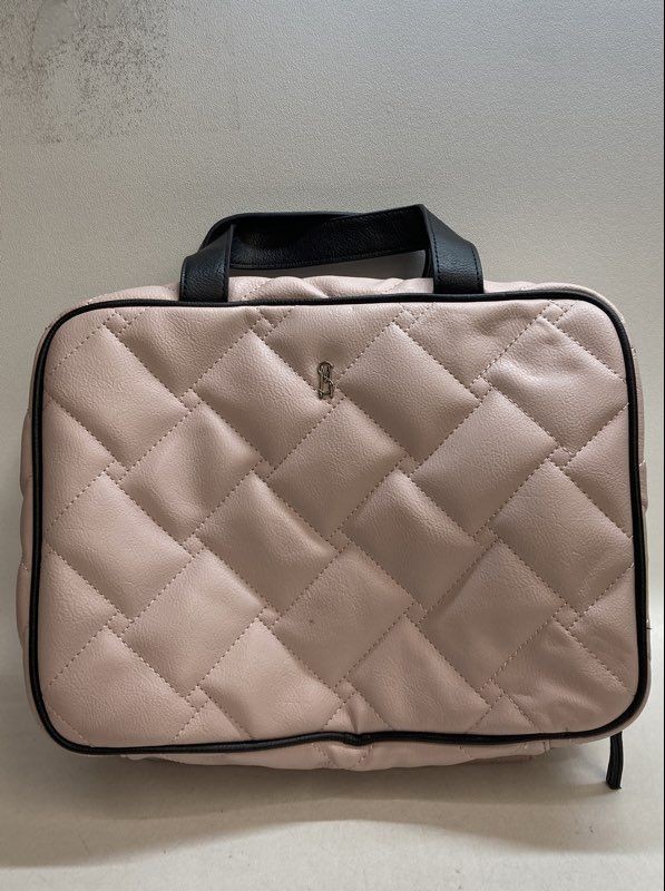 Steve Madden Pink Quilted Faux Leather Travel Cosmetic Case Toiletry Bag