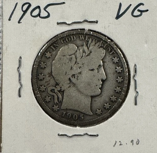 1905 US Barber SILVER Half Dollar Old US Coin! VG
