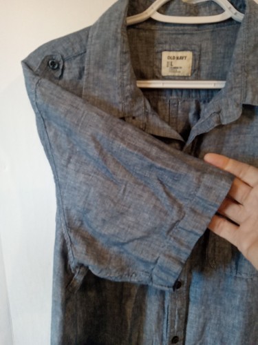 Old Navy Shirt Mens L Blue Linen Cotton Blend Short Sleeve Button Classic Fit - Picture 5 of 8