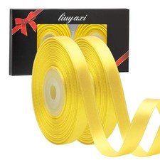 Solid Color Double Faced Yellow Satin Ribbon 3/8" X 50 Yards, Ribbons Perfect...