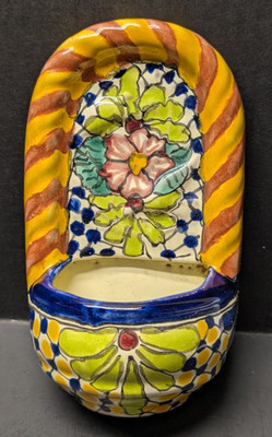 Talavera Pottery Wall Pocket Mexican Ceramic Planter Succulent Flower Pot 6.5 