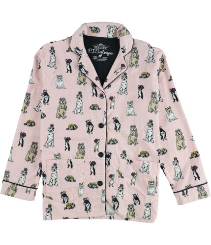 P.J. Salvage Damen Hunde in Kronen Button Down Pyjama Shirt, rosa, Small
