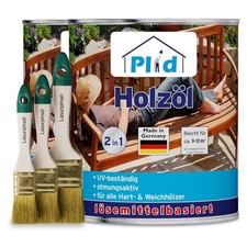 Holzöl 2L Bankirai - für ca. 20m² + Pinselset 3-tlg / Holz Pflegeöl Gartenmöbel