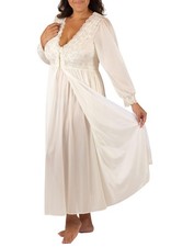 Shadowline Silhouette Gown and Peignoir Set 51737 , Ivory, M
