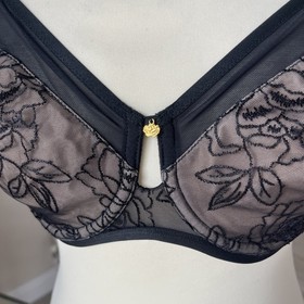 Triumph wild rose florale Bra Full Cup lace black  Lingerie 34D (b5) 