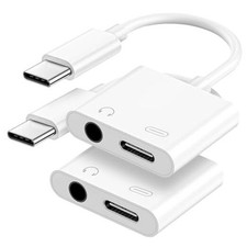 USB C to 3.5mm Headphone and Charger Adapter, 2-Pack Type C to Aux Jack 2 Pack