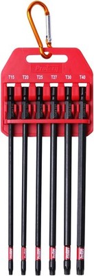 Long Impact Bit Set, T15-T40 TORX, 6-Inch Length, 6-Piece,Industrial Strength, 1