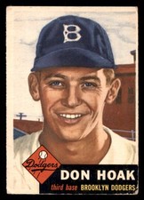 1953 Topps Don Hoak Rookie RC #176 GD Baseball Card. rookie card picture