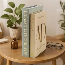 UGET Decorative Books - Set of 2 Fake/Faux Books for Coffee Table Entryway Dinin