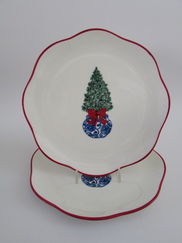 Southern Living Blue & White Chinoiserie Christmas Tree Plates Set 2 NWT - Picture 2 of 6