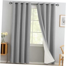 Linen Curtains 100 Blackout 84 Inches 52"W x 84"L Pack of 2 Dove Grey