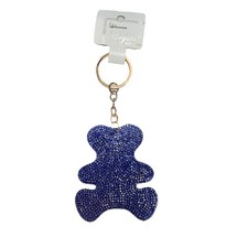 Blue Rhinestone Bear Keyring Keychain NWT 