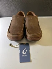 Olukai Moloa Men's Leather Slip On Shoes - Ray / Toffee Size 8.5, 9, 10 NEW!