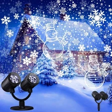 Snowman & Snowflake Xmas Projector Lights Outdoor Double Head Waterproof Decor 