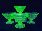 Set of 4 Vintage Anchor Hocking Block Optic pattern dessert cups
