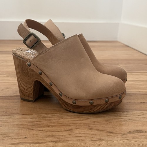Kork-Ease Women’s Darby Natural Tanned Leather Platform Clog sz US 5