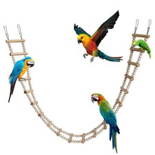 Bird Ladder Bridge, Wooden Pet 20 Steps - 45.3  3.14 Inch, Light Brown