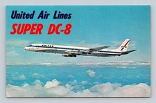 Vintage United Air Lines Super DC-8 Jet Aircraft Postcard Litho
