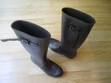 Pour La Victoire Rus Rain Boots Rubber Chocolate Crocco Buckle sz 41 40 NEW