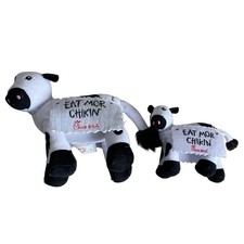 2 Chick Fil A Plush Cows Eat Mor Chikin More Chicken Stuffed Animal Toy Lot Set
