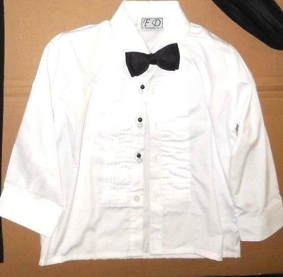 Formal White shirt w/ bow tie pin tucked front Boy's For use