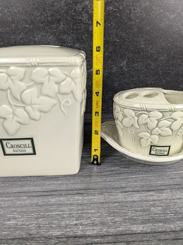Ivy Tissue Box Cover Toothbrush Holder Croscill Scarborough 90s Y2K Cottagecore - Picture 9 of 12