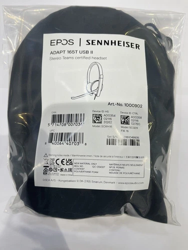 EPOS Sennheiser ADAPT 165T USB II Stereo Computer Headset Black with 3.5mm Jack