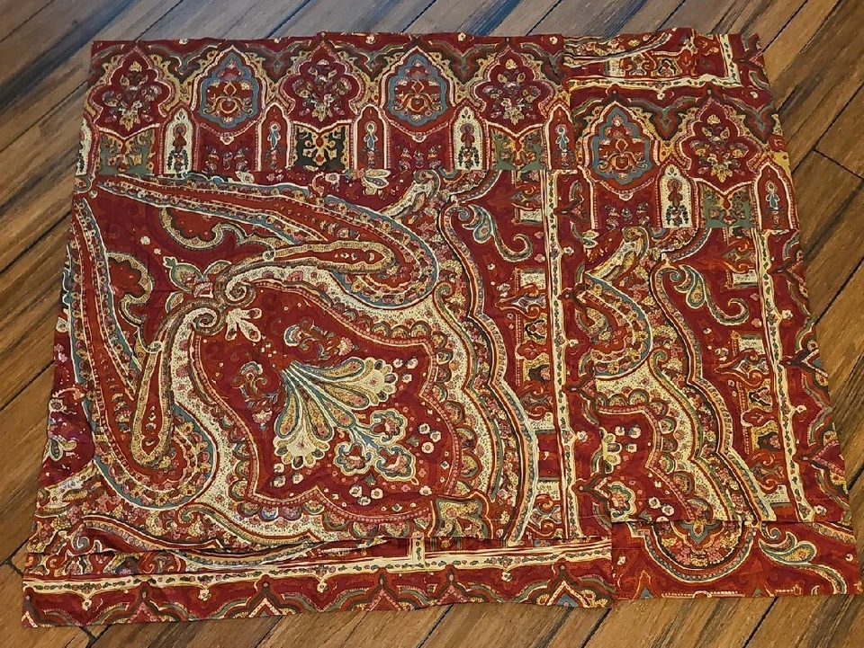 Edredón Pottery Barn Alice Paisley funda almohada completa reina medallón granate dorado  Foto 4 de 4