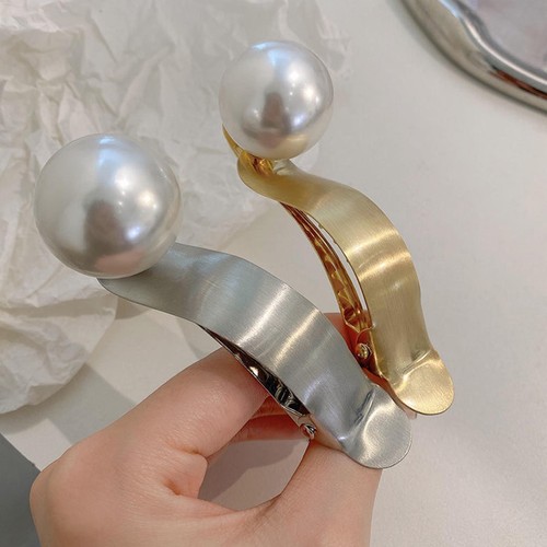 Perlen Haarspange Trend weiblich französischer Stil schlicht Metall Temperament Haar K0V0 - Bild 7 von 14