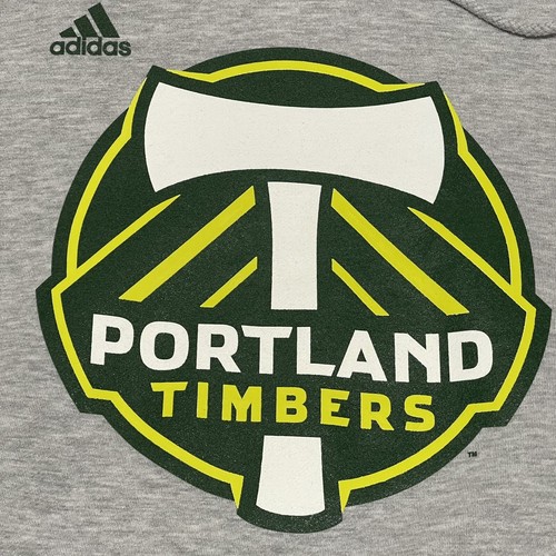 Portland Timbers Hoodie Mens Medium Gray MLS Soccer Adidas Therma Y2K Pullover - Picture 2 of 10