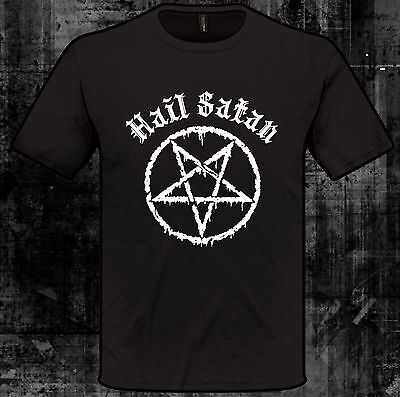 Kids Boys Girls Hail Satan T-Shirt Pentagram rock goth unholy satanic punk emo