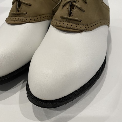 Vintage Reebok White Saddle Leather Golf Shoes Metal Spikes Women's Size 6 1/2 M - Picture 3 of 10