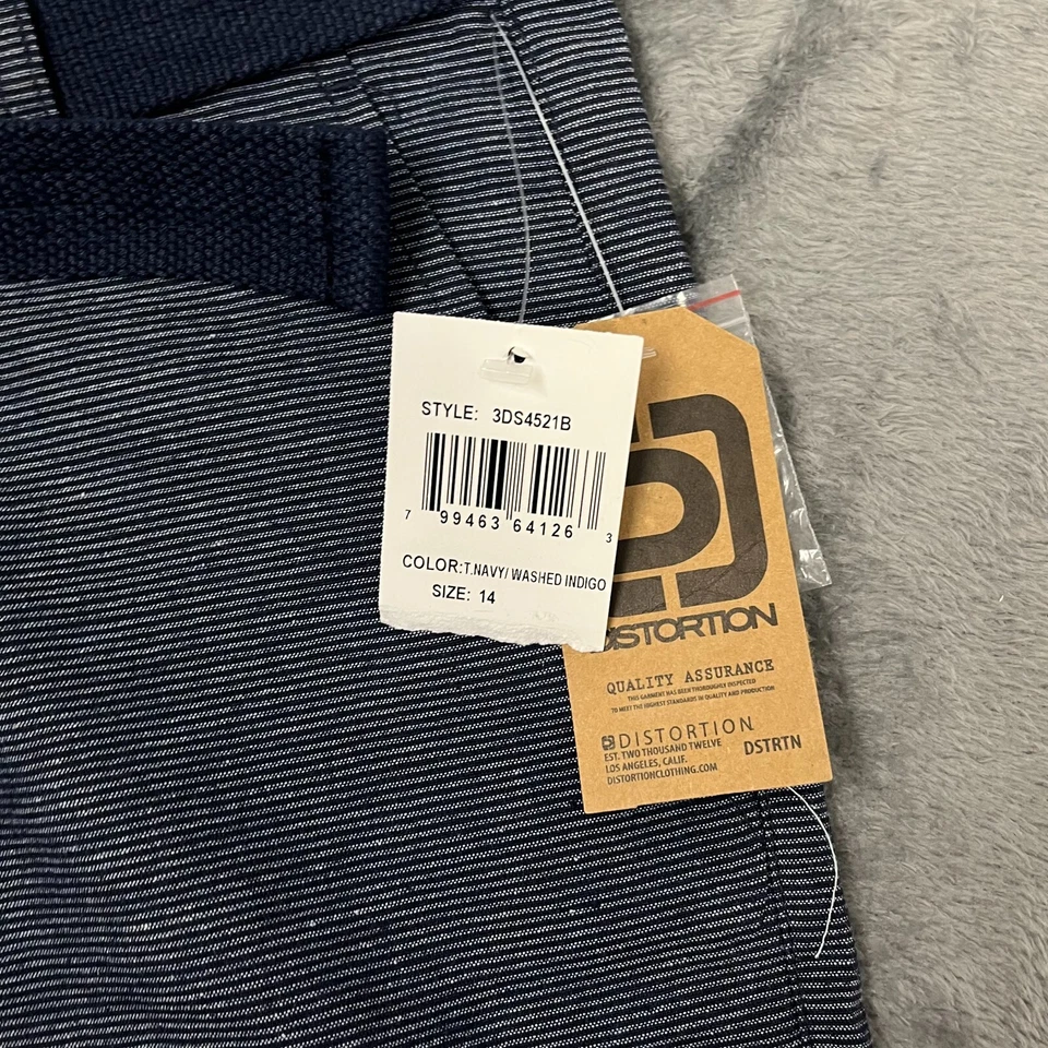 Pantalones Cortos Distorsión Niños 14 Azul Marino 9" Entrepierna Tejido Cinturón Cortar Bolsillos Ajuste Clásico Foto 4 de 4