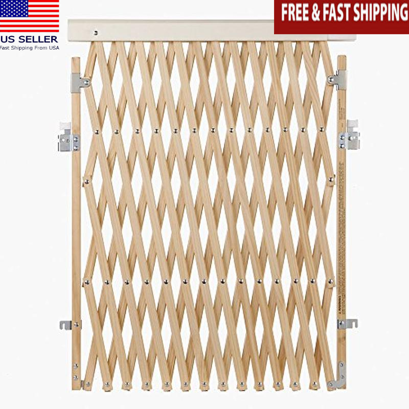 Expandable Wood Baby Gate Extra Wide Hardware Mounted Safety Latch 24-60 New