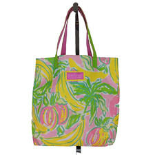 Lilly Pulitzer Estee Lauder Canvas Beach Tote Bag Tropical Fruit Floral Palm