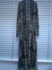 URBAN OUTFITTERS Snakeskin Dress Small Petite Maxi Long Sheer Lined High Neck