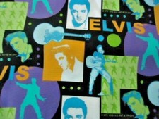 ELVIS TURQUOISE LIME GREEN ORANGE 18" X 44' BTHY 100 Cotton Fabric