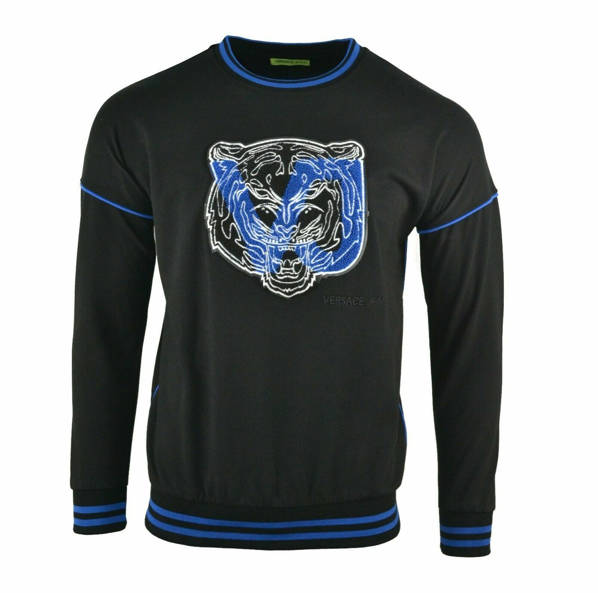 VERSACE JEANS EMBROIDERED FURRY TIGER HEAD SWEATSHIRT