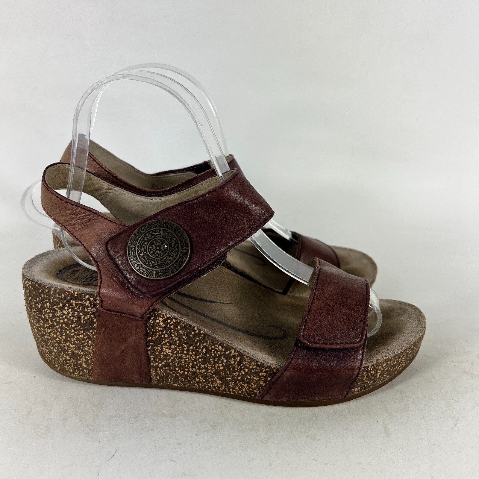APL Abeo sandali slingback donna 7 5 pelle marrone zeppa tacco casual AU50892