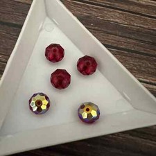 Swarovski Crystal 8mm Siam AB Briolette Rondelle Faceted Beads 5040 - 5 Pieces