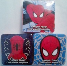 Lot 3 Spider Man Magic Towels Expand in Water Cotton Washcloths, Designs Vary