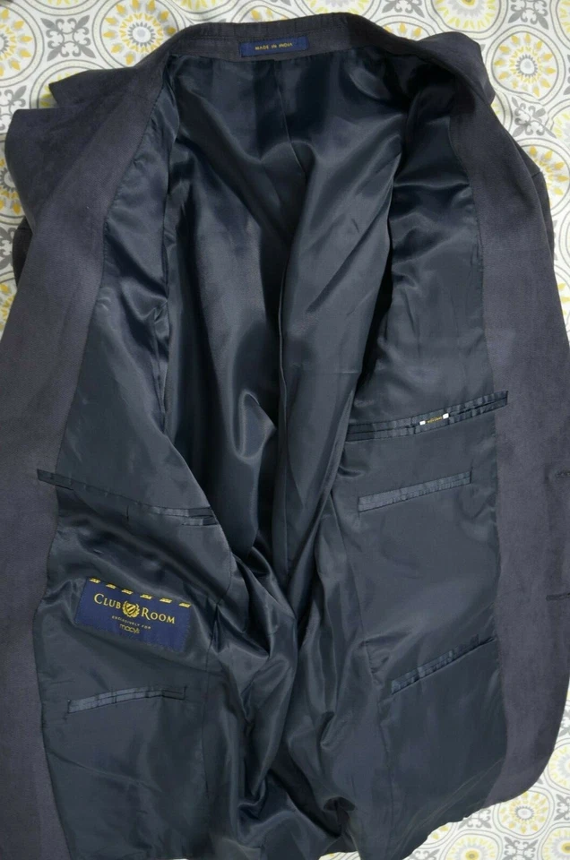 Blazer Abrigo Deportivo Club Room Para Hombre Microgamuza Azul Marino 40S 🔥🔥 Foto 3 de 4