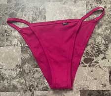 NWT VICTORIA'S SECRET PINK FUSCHIA MAGENTA RIB HIGH LEG STRING BIKINI PANTIES