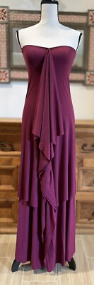 Lotta Stennson Burgundy 2-Layer Strapless Flowing Best Dress New w/o Tags Sz S