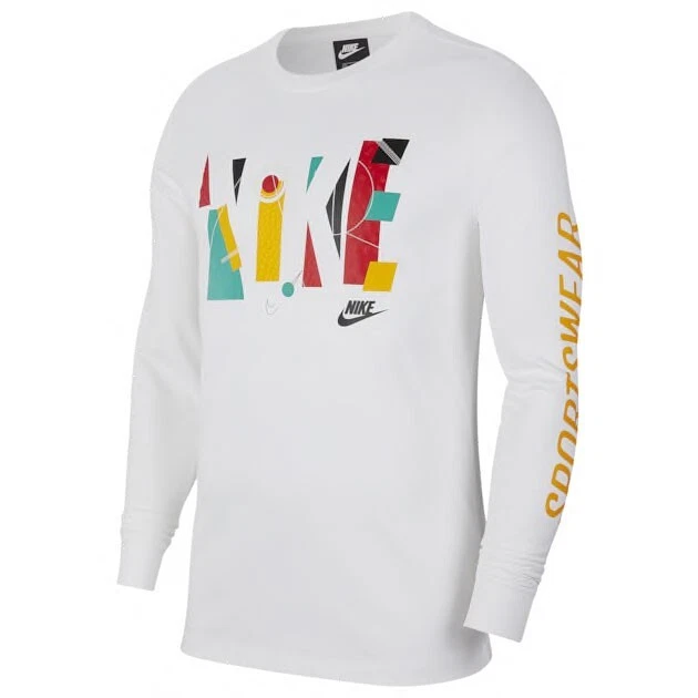 Nike Sportswear “Game Changer” Long Sleeve T-Shirt White/Multicolor Men's 2XL