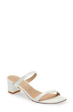  450 STUART WEITZMAN ALEENA BLOCK HEEL PATENT WHITE SQUARE 9 DA12 